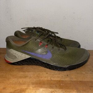 Nike METCON 4 Men's Size 13 Olive Canvas Indigo Sneakers CrossFit AH7453-342